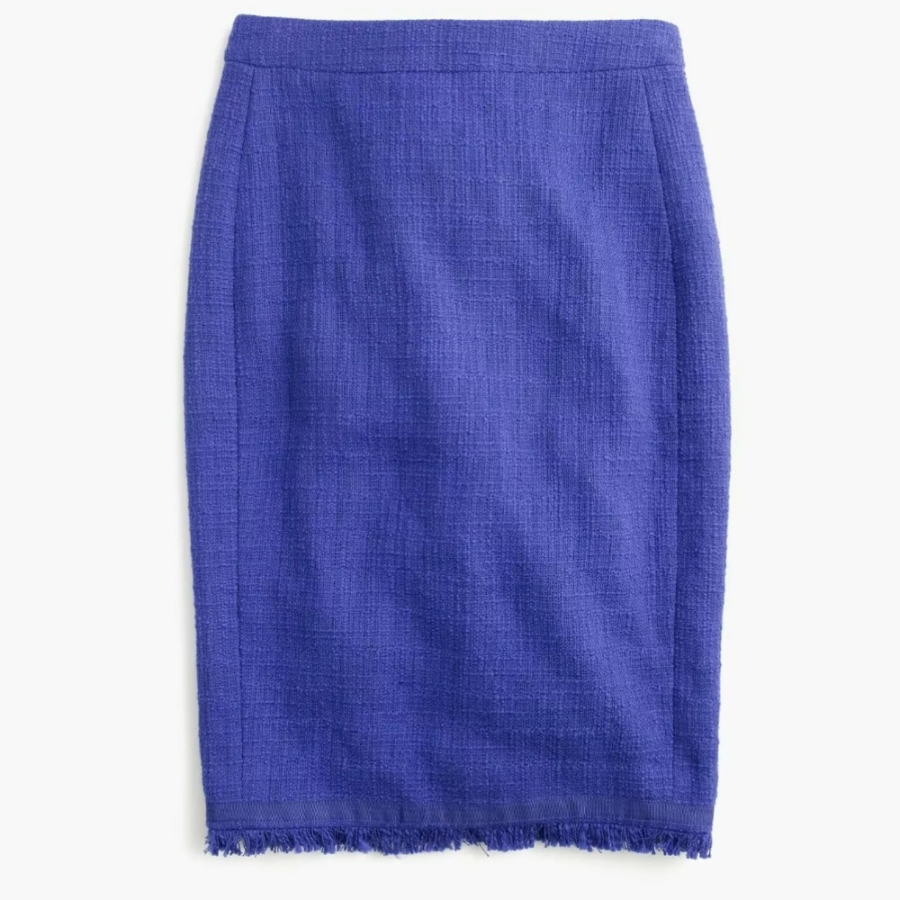 Tweed pencil skirt with fringe